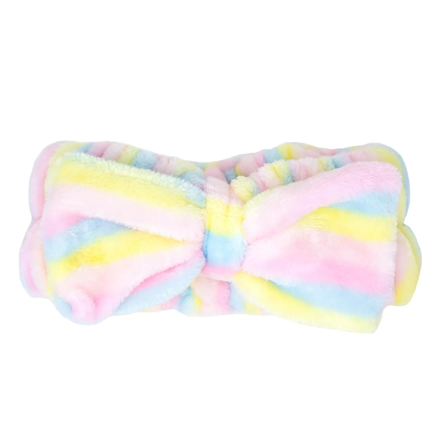 The Crme Shop Spa Teddy Headyband - Pastel Stripped, Spa Headband for Washing Face, Skincare Headbands, Soft & Fluffy Headbands for Women (Pack of 1)