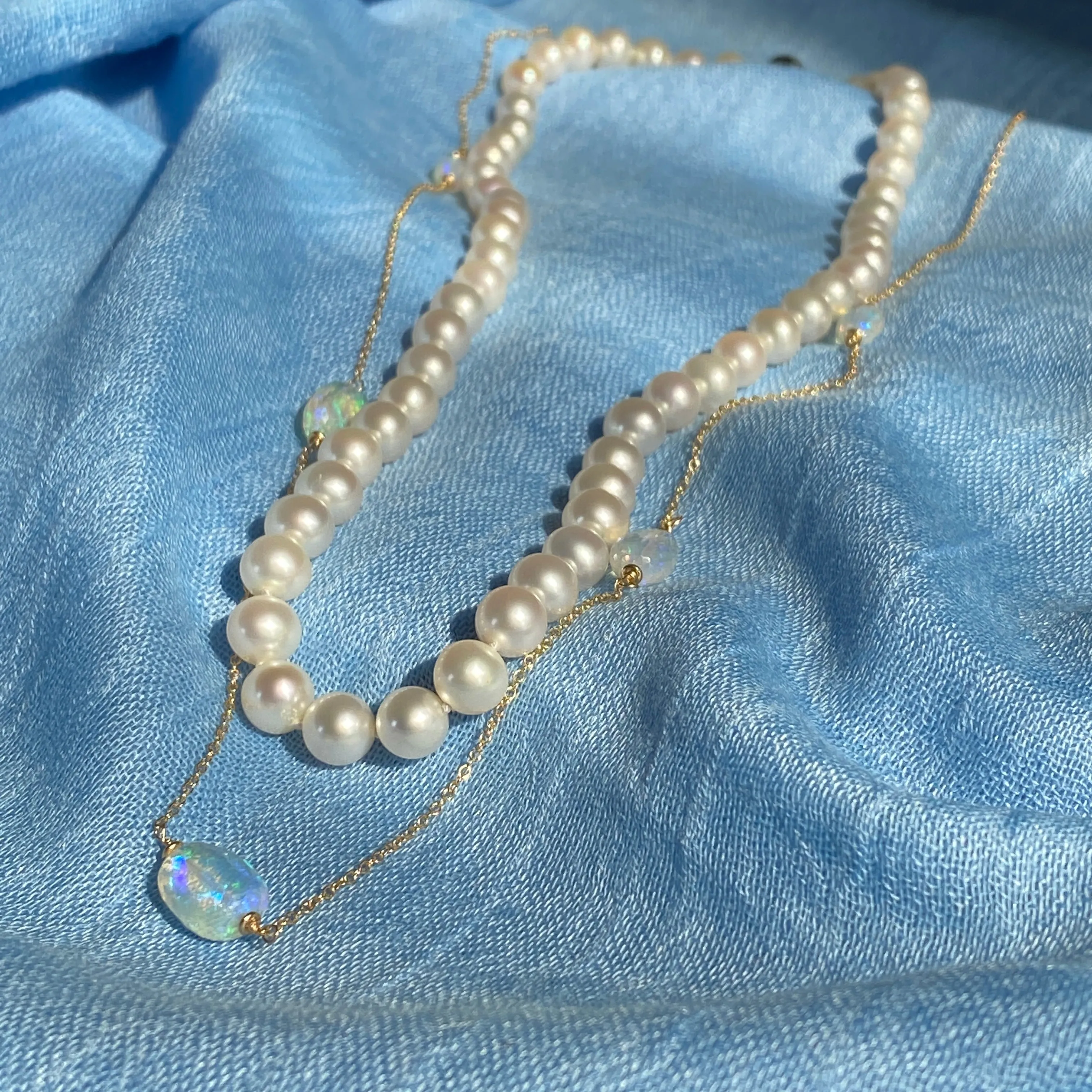Welo Opal Layering Station Necklace